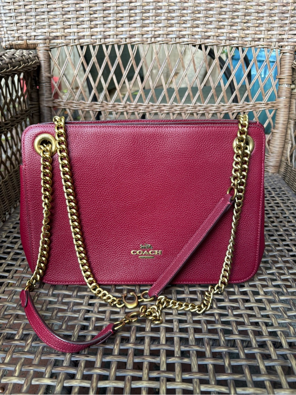 Coach Bryant Convertible Carryall In Brass/Deep Red - Picture 7 of 16